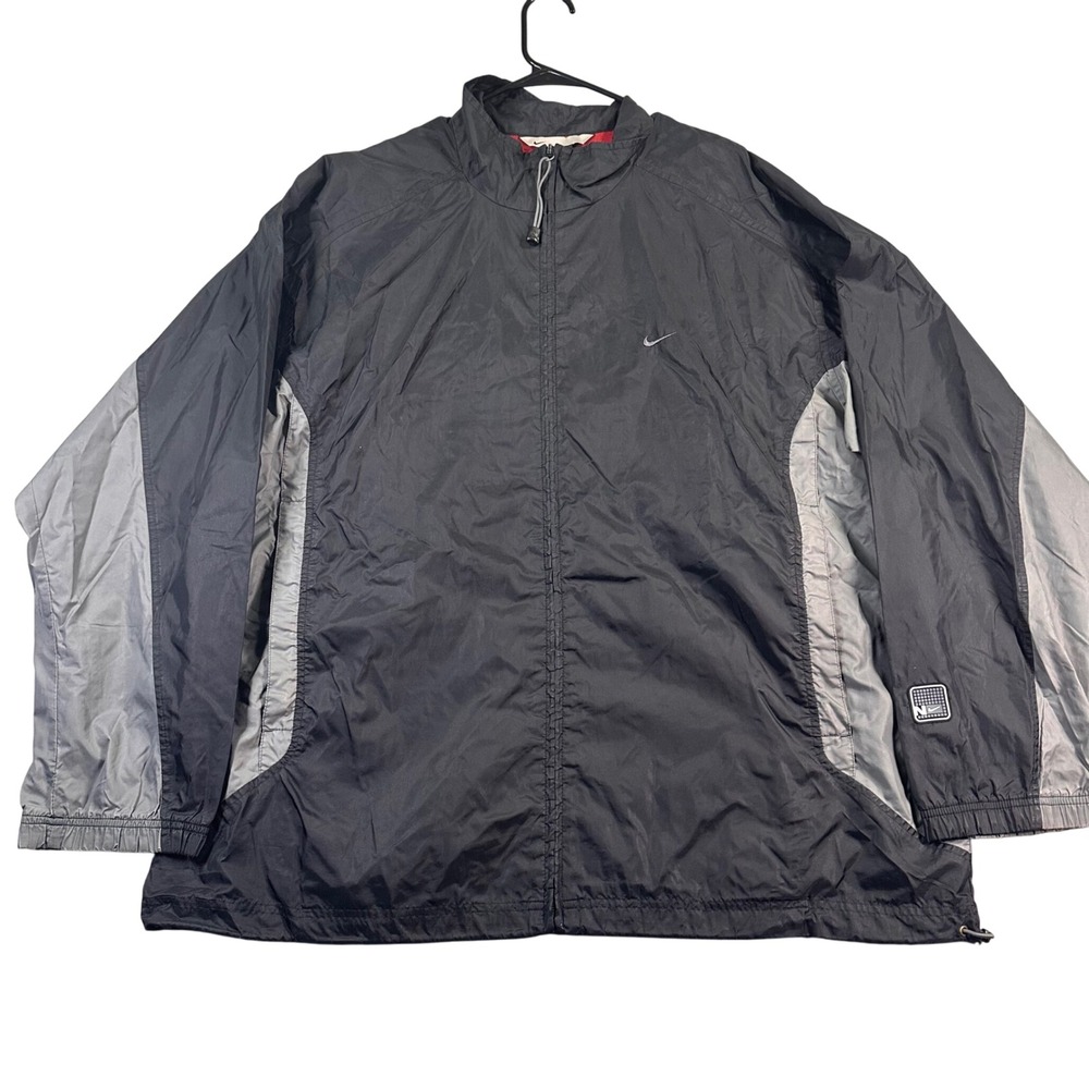 VTG Nike Windbreaker Jacket Men's XXL Black Gray Full Zip Lightweight Sportswear